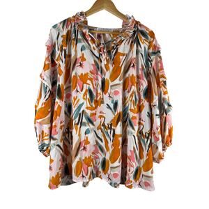 Mod Boutique Ruffle Neck Bubble Sleeve Blouse XL